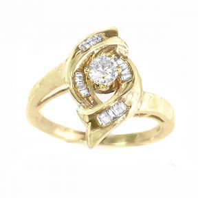 Diamond Solitaire with Baguettes Ring