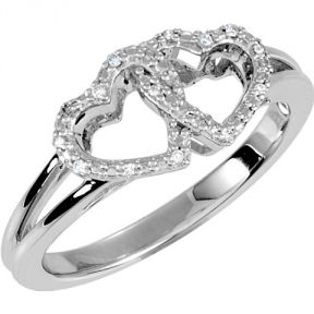 Diamond Double Heart Design Ring